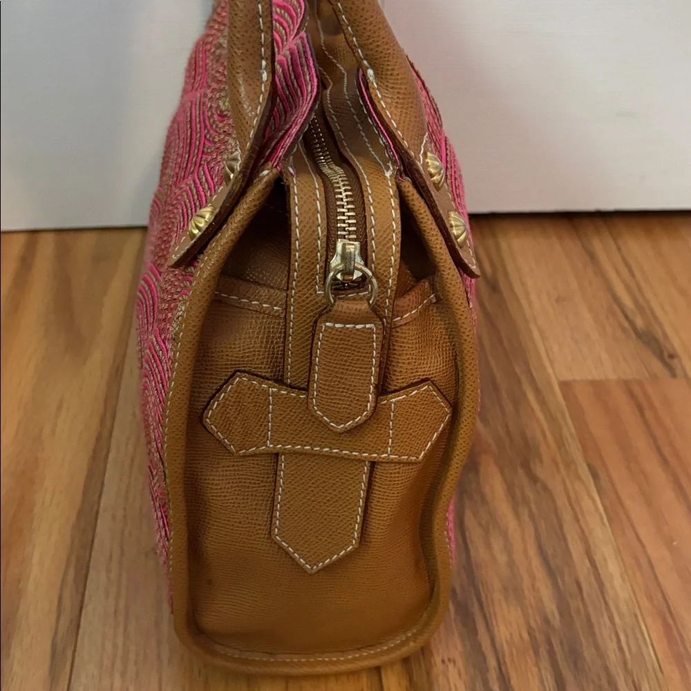 ERIC JAVITS limited edition Lil Circles Tan Pink leather bag